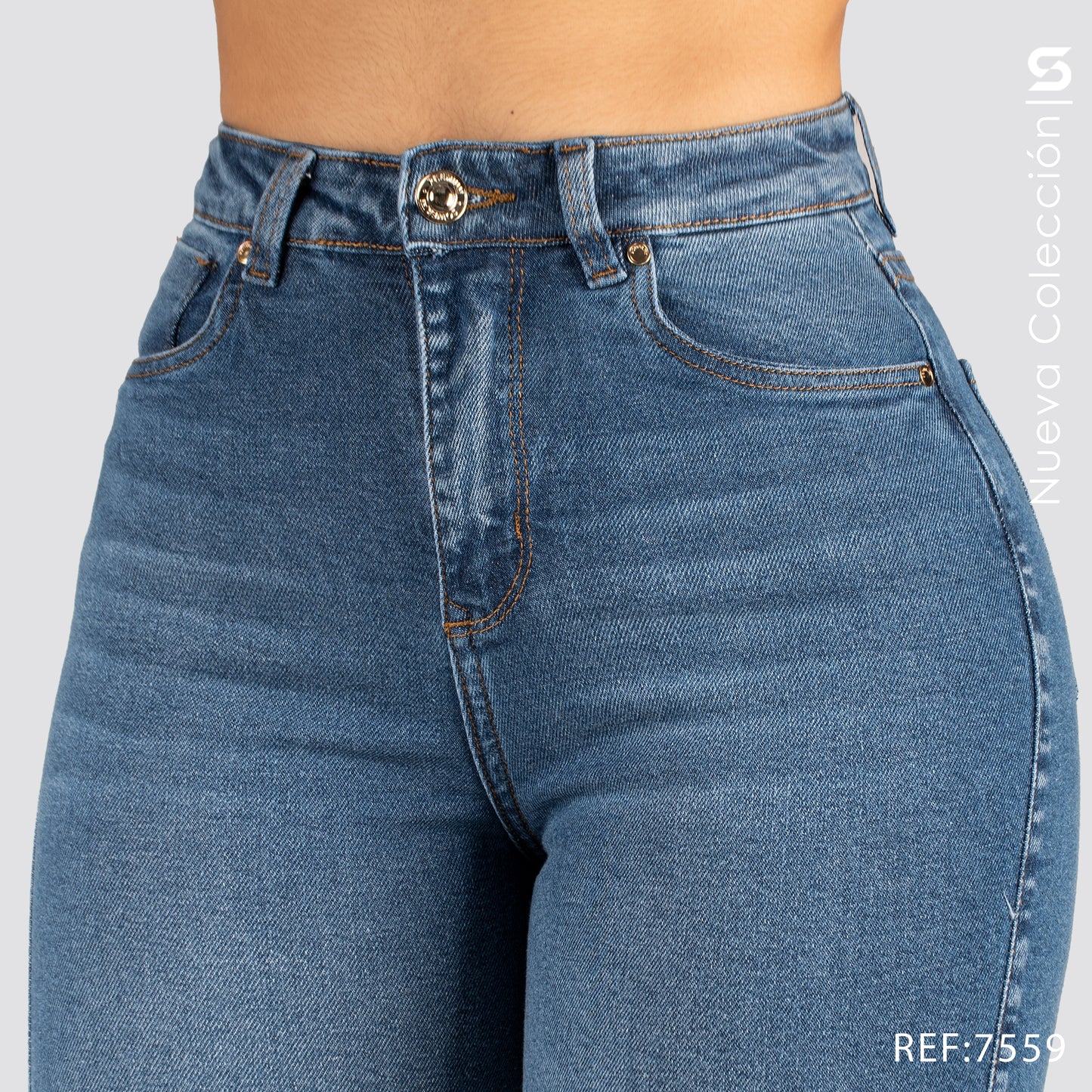 Jeans Mom Flare Tiro Alto S7559