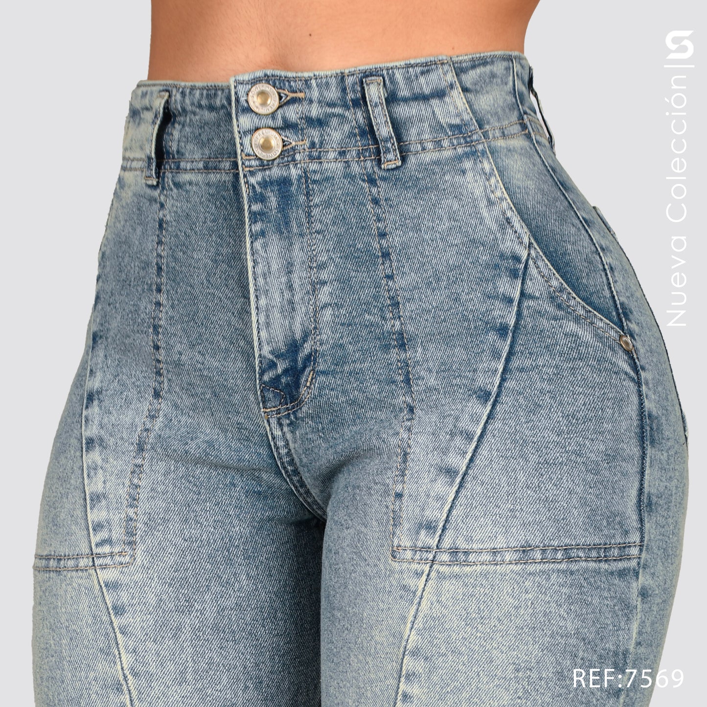 Jeans Mom Fit Tiro Alto S7569