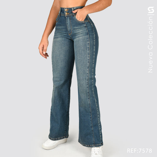 Jeans Mom Flare Tiro Alto S7578