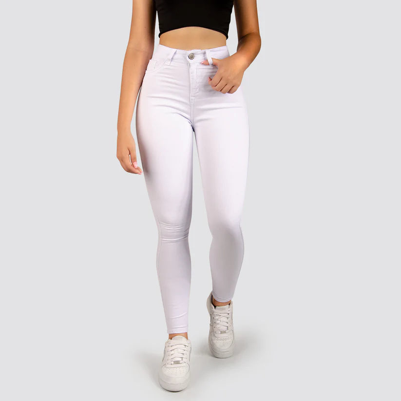 Jeans Skinny Tiro Alto Basic Blanco