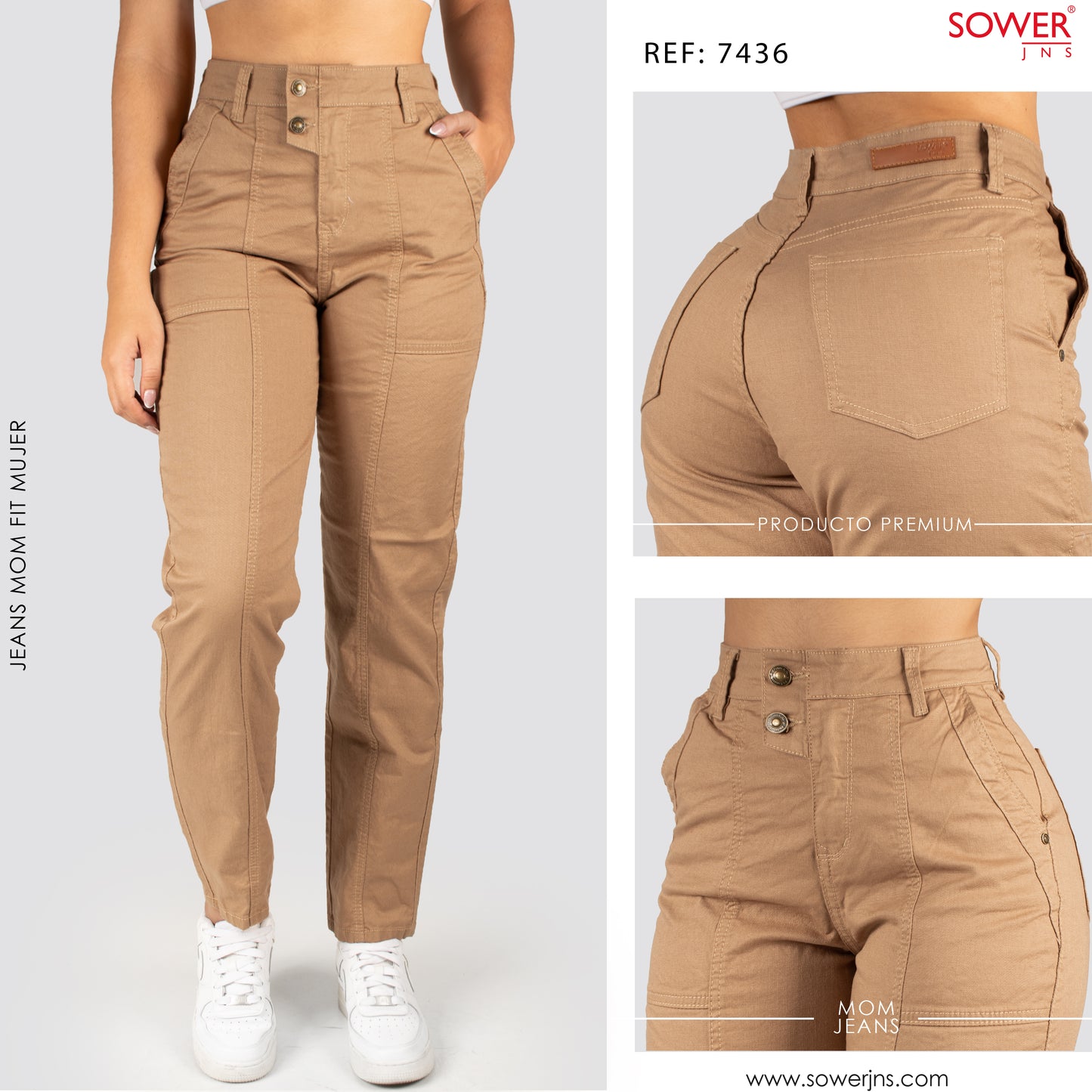 Jeans Mom Fit Tiro Alto S7436