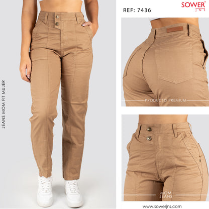 Jeans Mom Fit Tiro Alto S7436