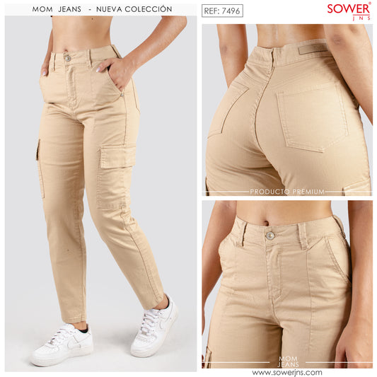 Pantalón Mom Jeans Cargo Tiro Alto S7496