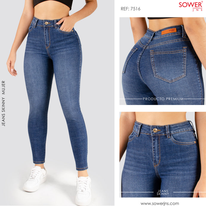 Jeans Skinny Tiro Alto S7516