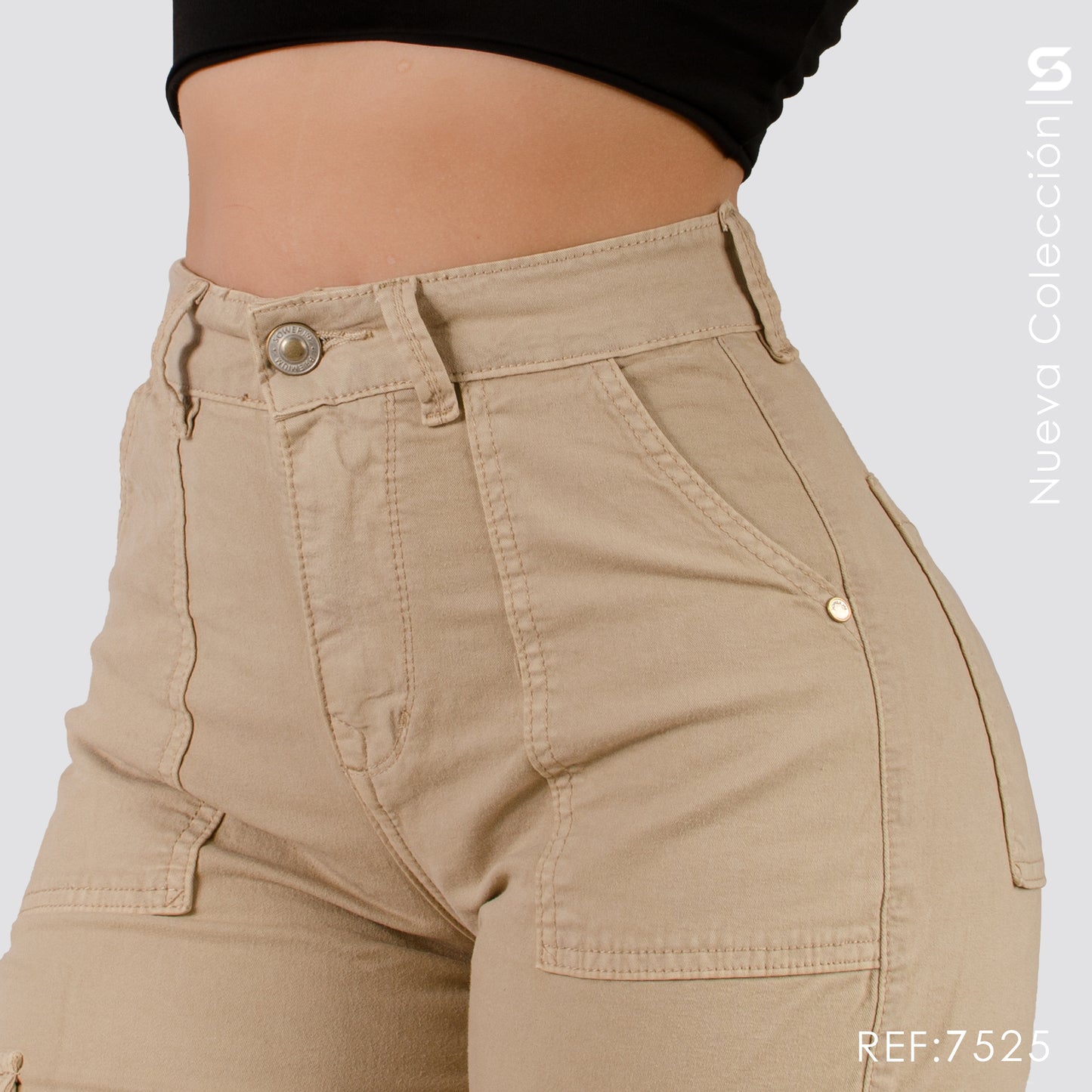 Pantalón Mom Fit Cargo Tiro Alto S7525