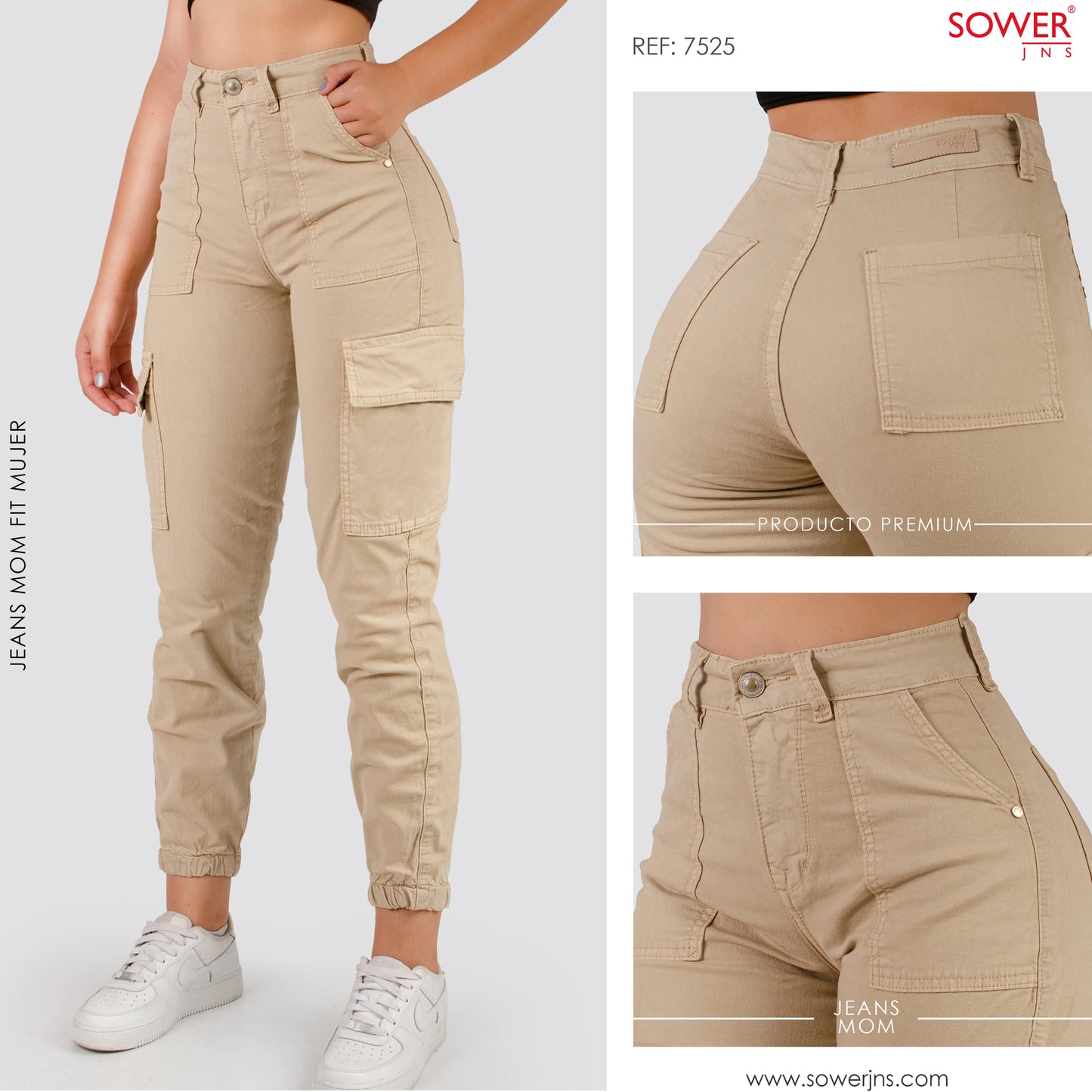 Pantalón Mom Fit Cargo Tiro Alto S7525