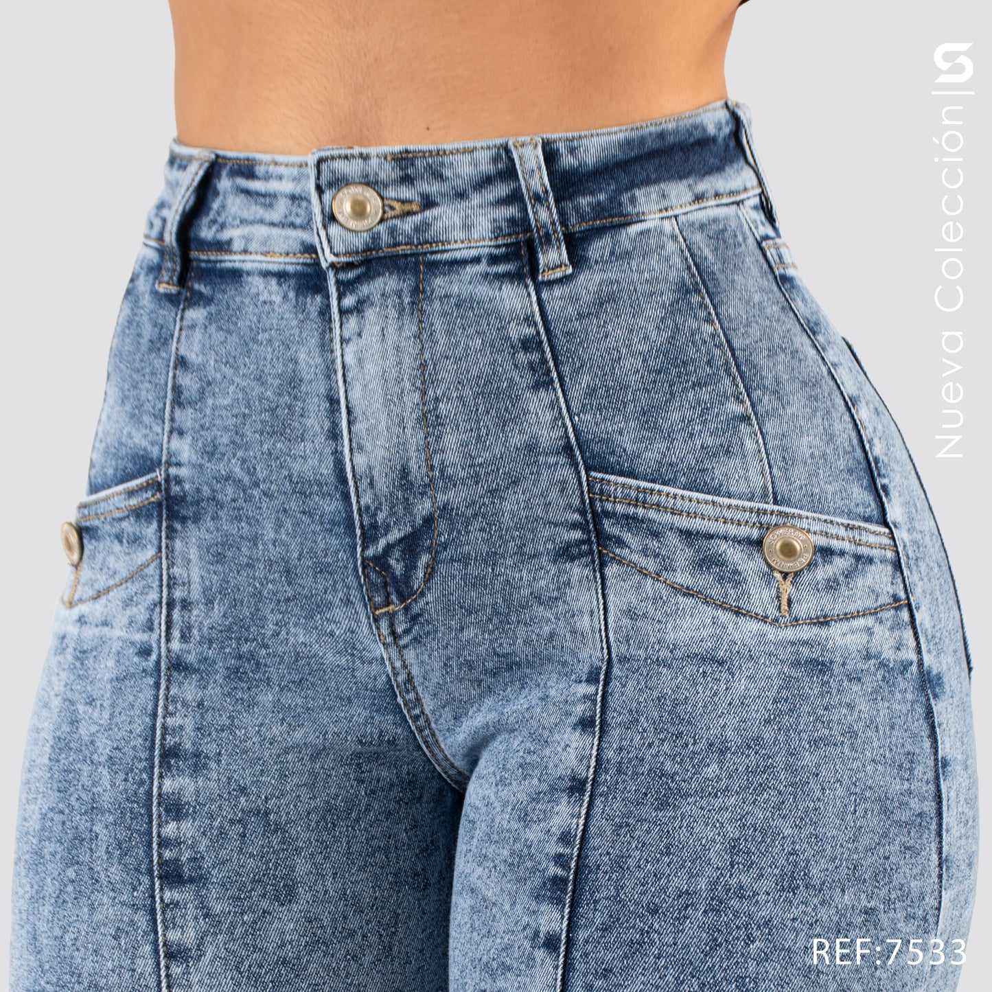Jeans Mom Fit Tiro Alto S7533