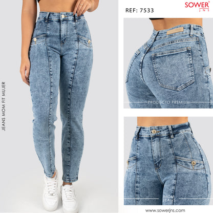 Jeans Mom Fit Tiro Alto S7533