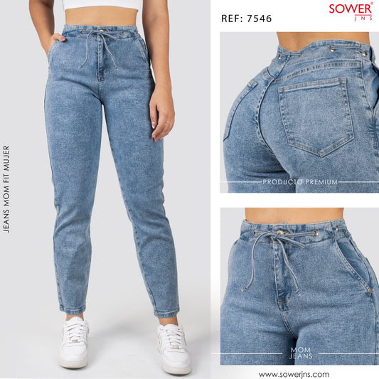Jeans Mom Fit Tiro Alto S7546