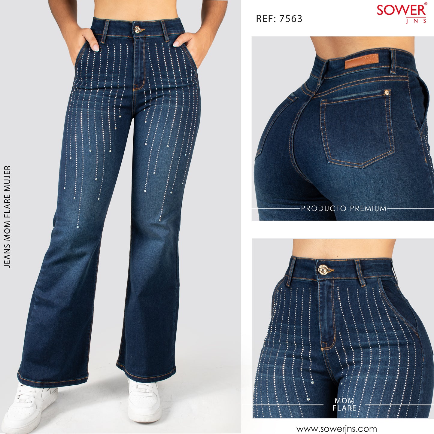 Jeans Mom Flare Tiro Alto S7563-P