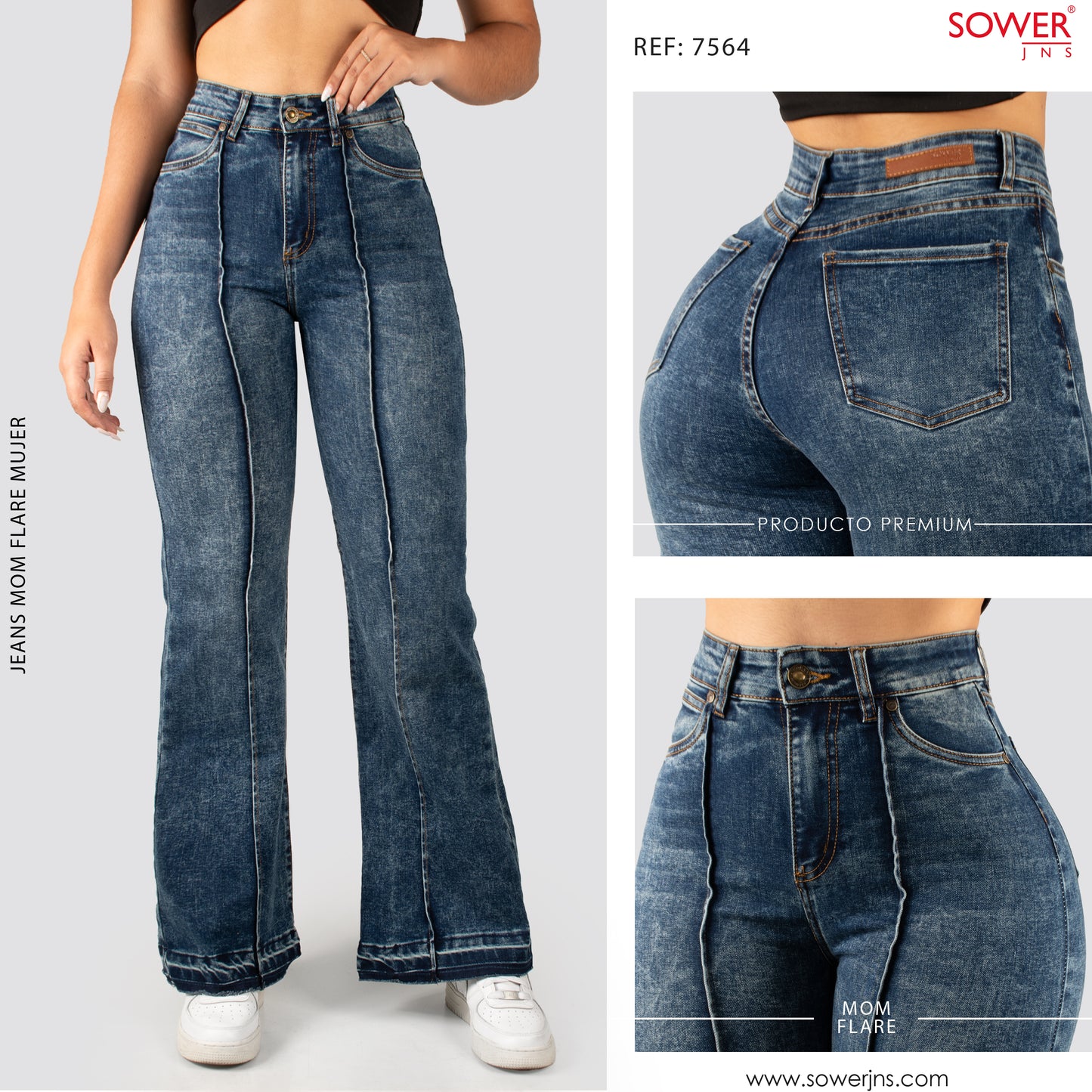 Jeans Mom Flare Tiro Alto S7564