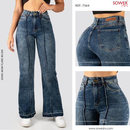 Jeans Mom Flare Tiro Alto S7564