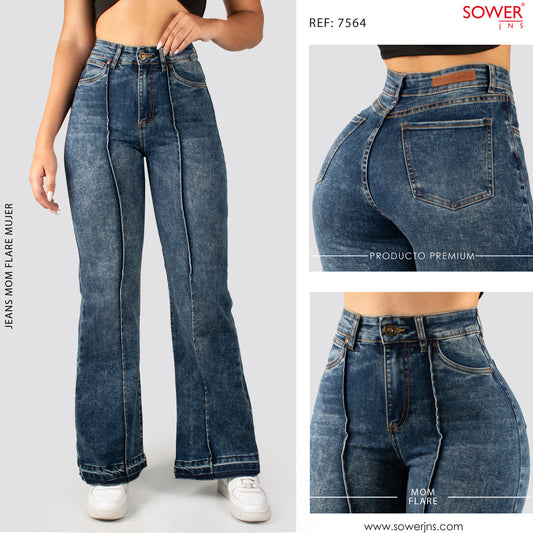 Jeans Mom Flare Tiro Alto S7564