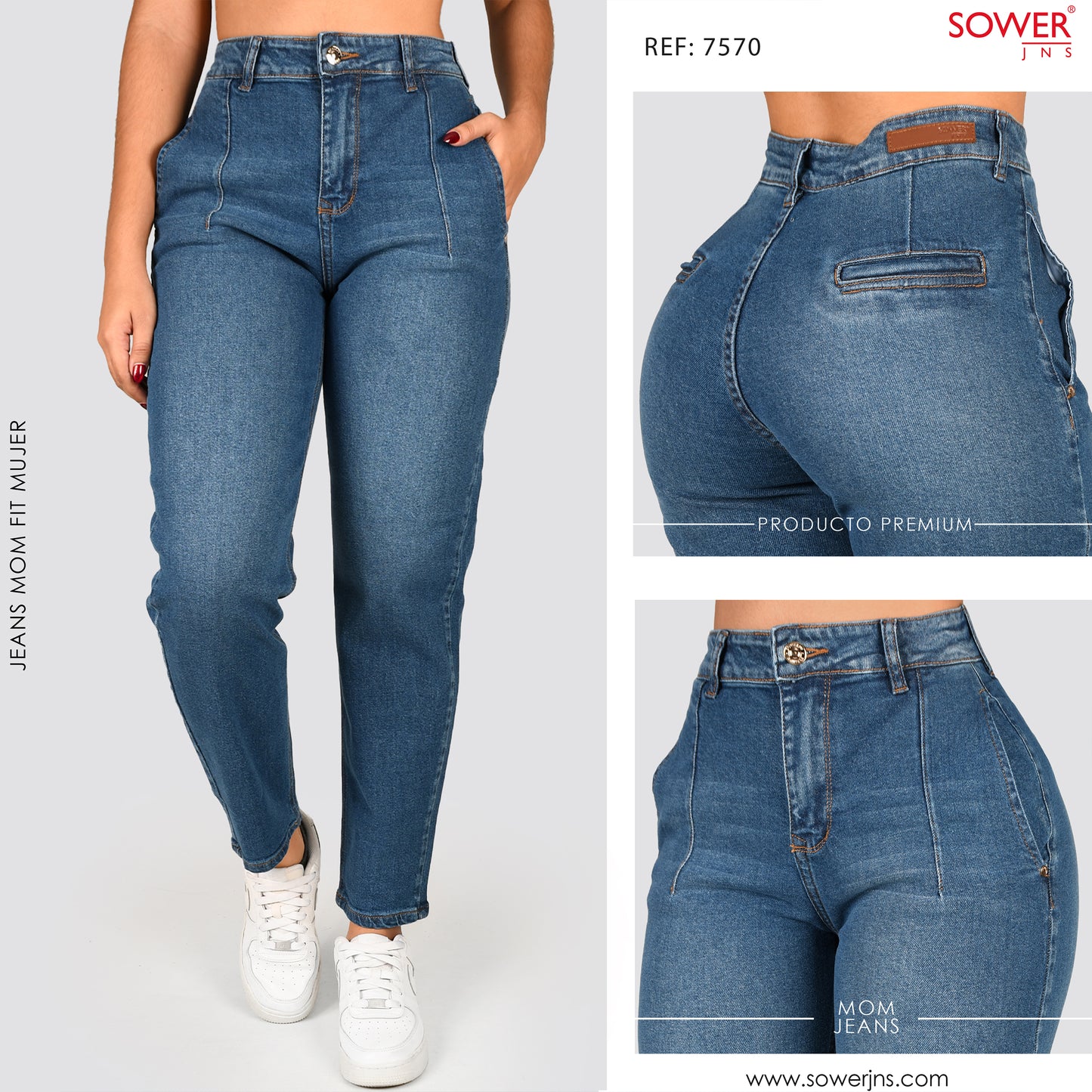 Jeans Mom Fit Tiro Alto S7570