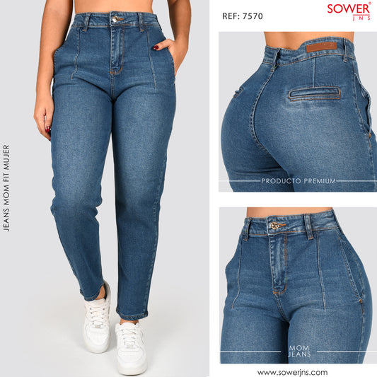 Jeans Mom Fit Tiro Alto S7570