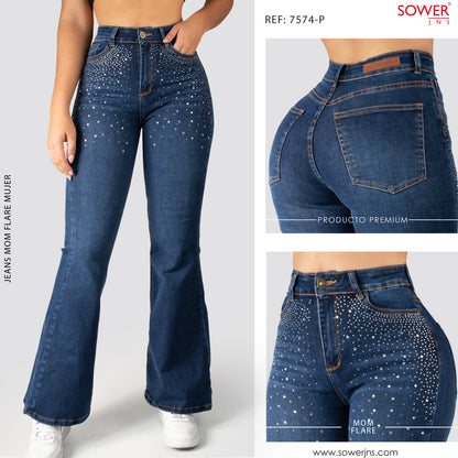 Jeans Mom flare Tiro Alto S7574-P