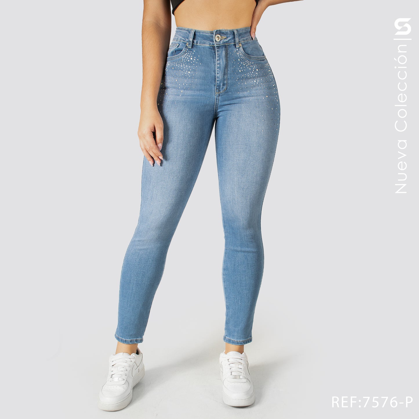 Jeans Skinny Tiro Alto S7576-P