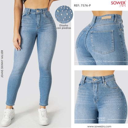 Jeans Skinny Tiro Alto S7576-P