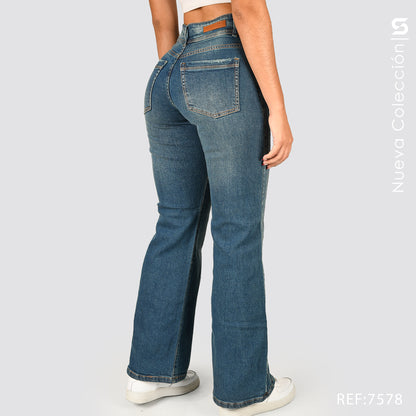 Jeans Mom Flare Tiro Alto S7578