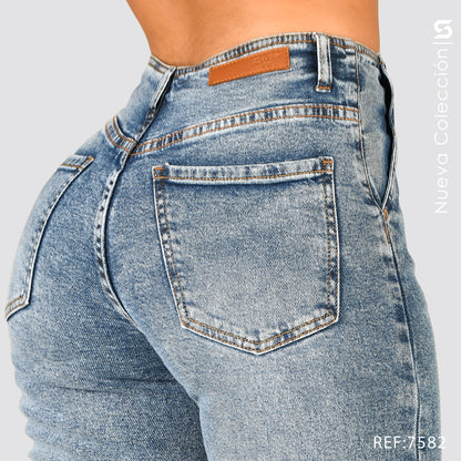 Jeans Mom Flare Tiro Alto S7582