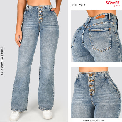 Jeans Mom Flare Tiro Alto S7582