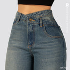 Jeans Mom Flare Rigido Tiro Alto S7592