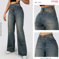 Jeans Mom Flare Rigido Tiro Alto S7592