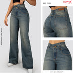 Jeans Mom Flare Rigido Tiro Alto S7592
