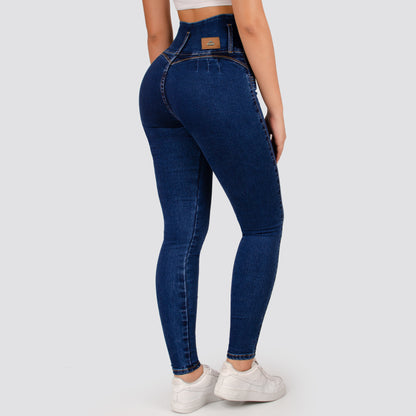 Jeans Skinny Tiro Alto Tono Medio Z1035