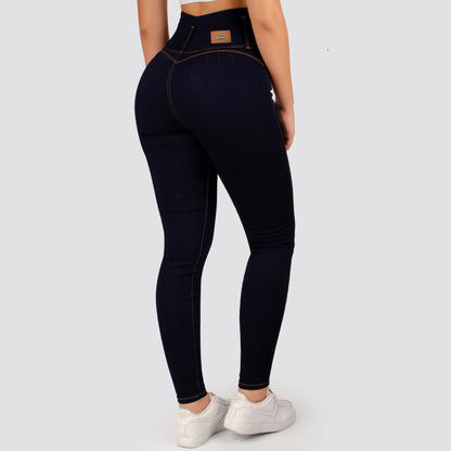 Jeans Skinny Tiro Alto Tono Oscuro Z1035