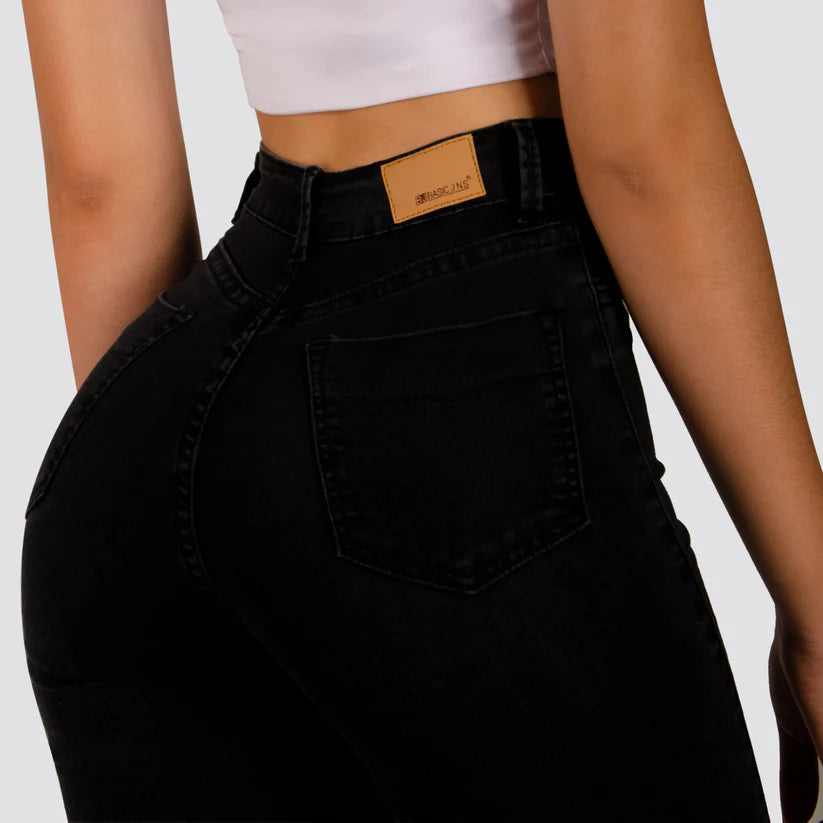 Jeans Skinny Tiro Alto Basic Negro